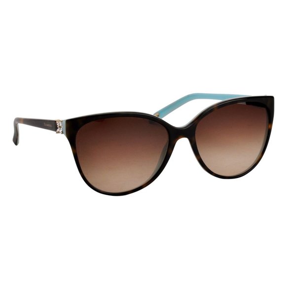 Tiffany & Co Havana Brown and Blue Cat Eye Sunglasses with Crystals 4089B - Picture 2 of 6